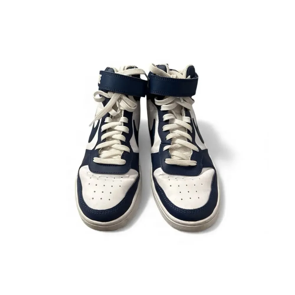 Nike Court Borough Mid 2 Sneaker White and Navy blue Big Kids 7Y (W8)